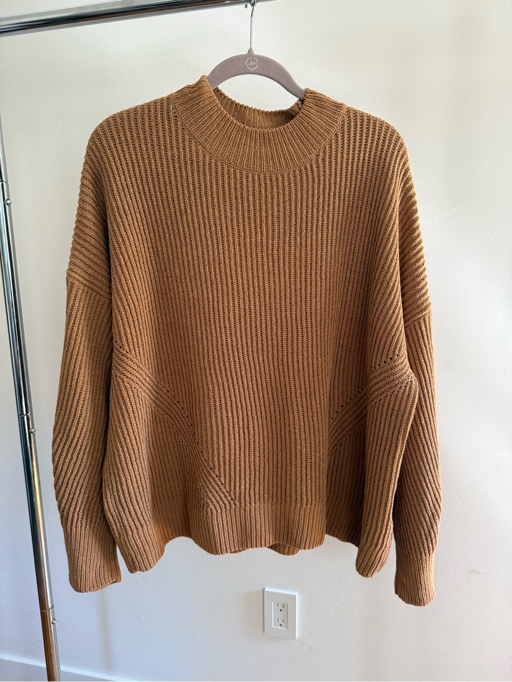 Abercrombie & Fitch Ribbed Cowl-Neck Sweater in Camel Brown